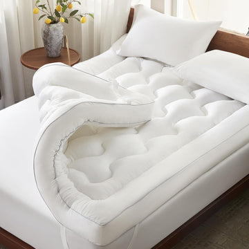 5 Inch Queen Memory Foam Mattress Topper Back Pain Relief White Queen Size | Supportive Extra Thick Mattress