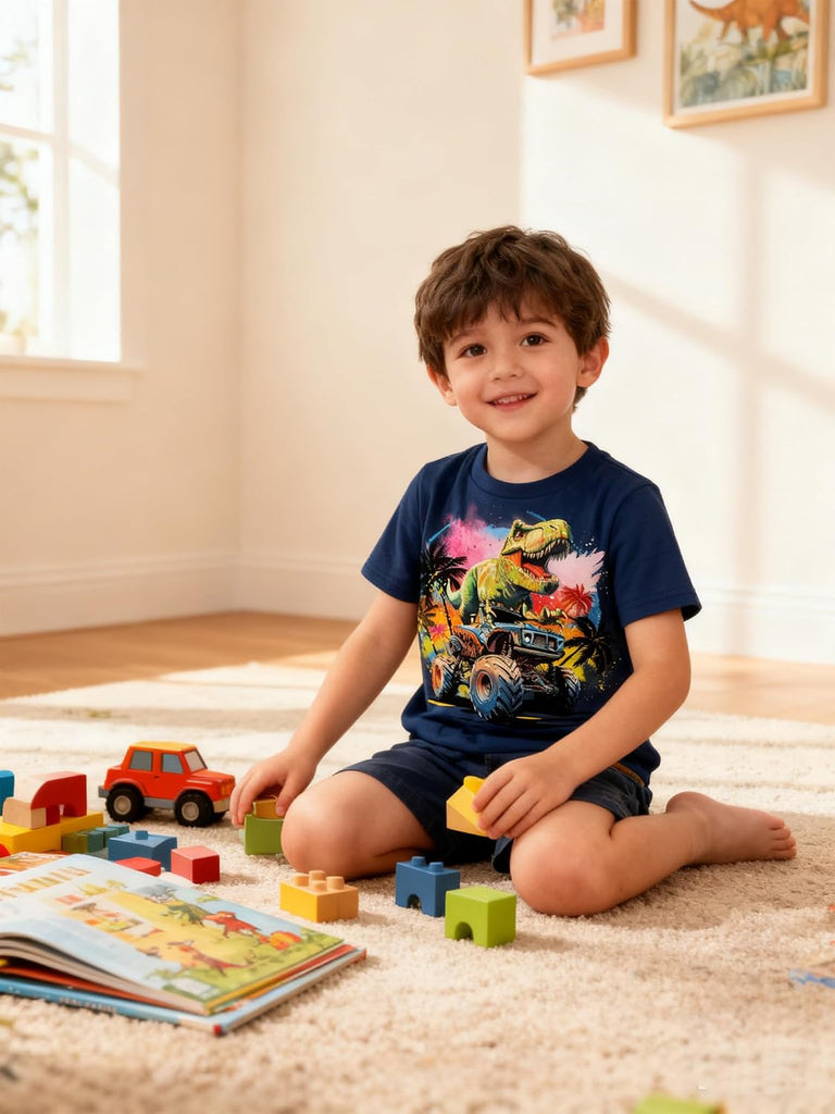 Toddler Boys Shirts Truck Dinosaur Kids Tshirt