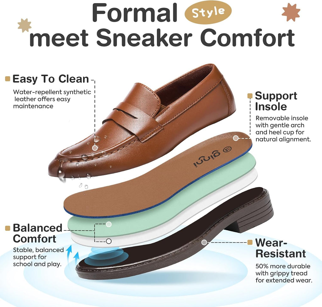 Boys Slip-On Dress Shoes, Kids Penny Loafers for Formal Party Casual