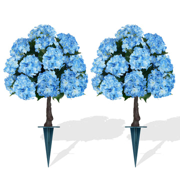 2 Pack 33" Artificial Topiary Ball Trees with Blue