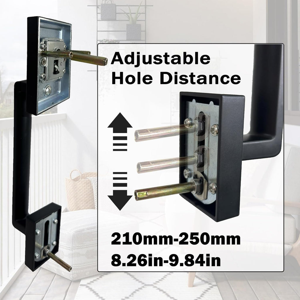 Matte Black Double French Door Handle Set, Halifax Exterior Door Lockset with Deadbolt&Lever - Door Handleset