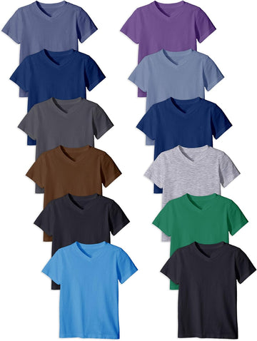 Boys' V Neck T Shirt | Cotton Color Undershirts | 100% Cotton Tees in Multi Packs