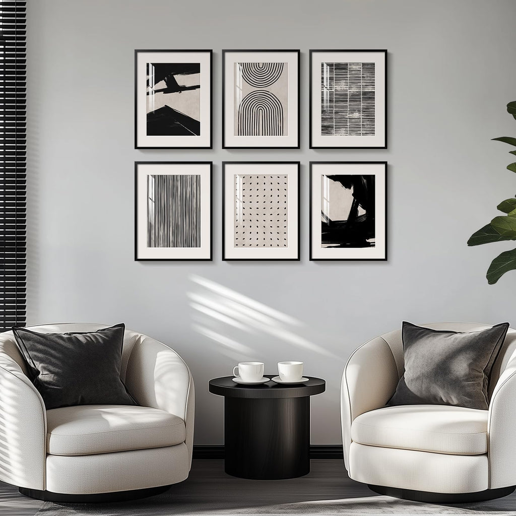 Framed Boho Black and White Abstract Wall Art, 11x14 Inch