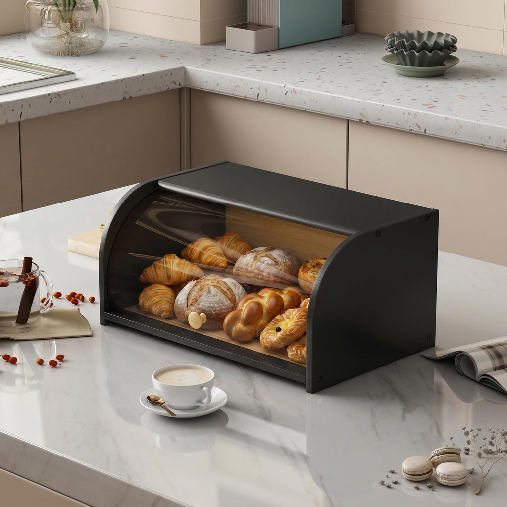 Bread Box - Roll Top Countertop with Clear Lid