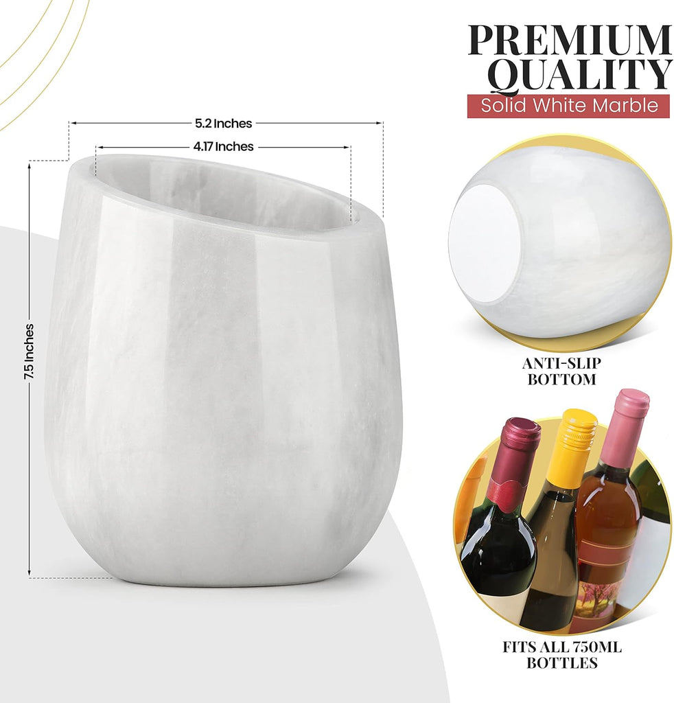 Marble Wine Chiller Bucket - 750ml Wine Bottle Cooler and Champagne Chiller for Party, Kitchen, Bar Cart Decor