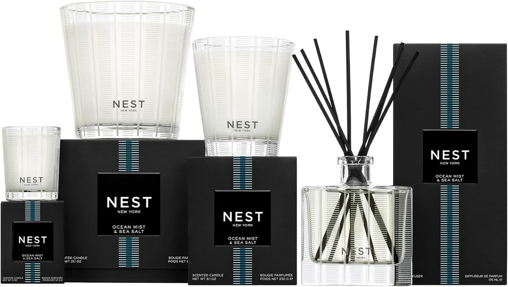 Reed Diffuser, Ocean Mist & Sea Salt - 5.9 fl oz - Fragrance for Up to 90 Days - Reusable, Refillable Glass Holder - Set of 59