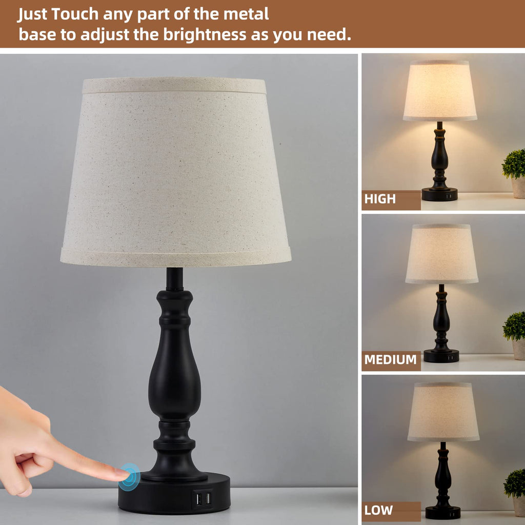 Lamps Set of 2, Touch Bedside Table Lamp with USB C+A Ports