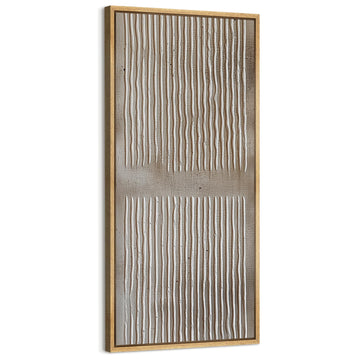 Extra Large Framed Canvas Abstract Vertical Line Pattern Illustrations Modern Art Calm Warm - 60"x30"