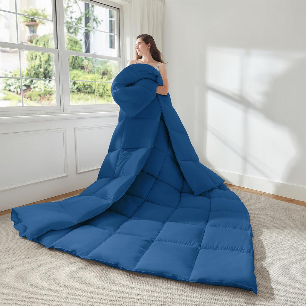 Soft Oversize Plus Comforter 120"x128", Extra Large Lightweight Quilted Down Alternative Comforter Duvet