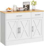 43” Sideboard Buffet Cabinet with Storage, Farmhouse Coffee Bar with Drawers and Shelves