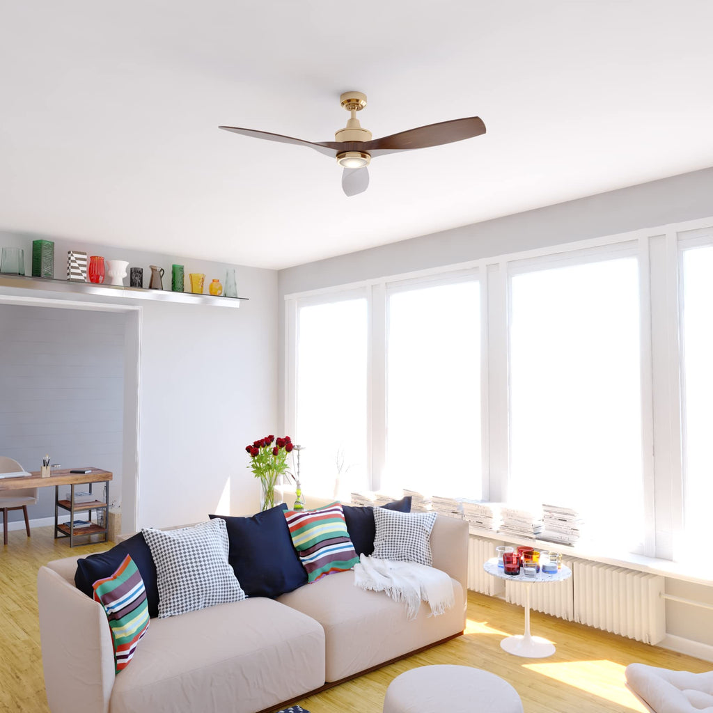 Curtiss 52 in. Satin Brass Mid-Century Modern Ceiling Fan