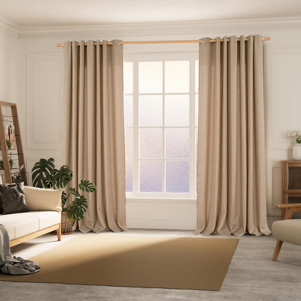Tan Curtains 84 Inch Long - Burlap 2 Panels