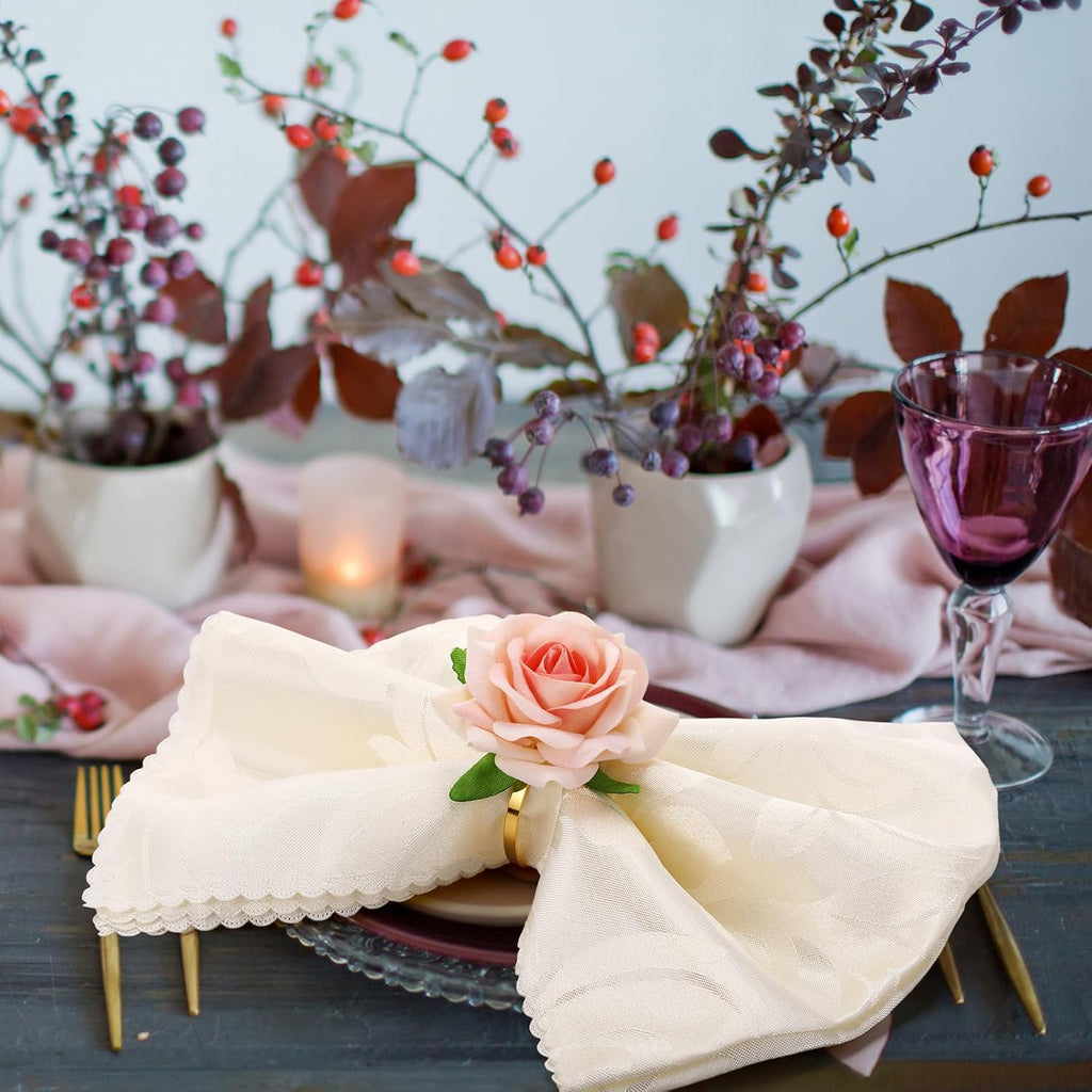 Set Mother's Day Napkin Ring Rose Flower Metal Napkin Ring Designed with Rose Serviette Buckle for Mother's Day - Set of 8