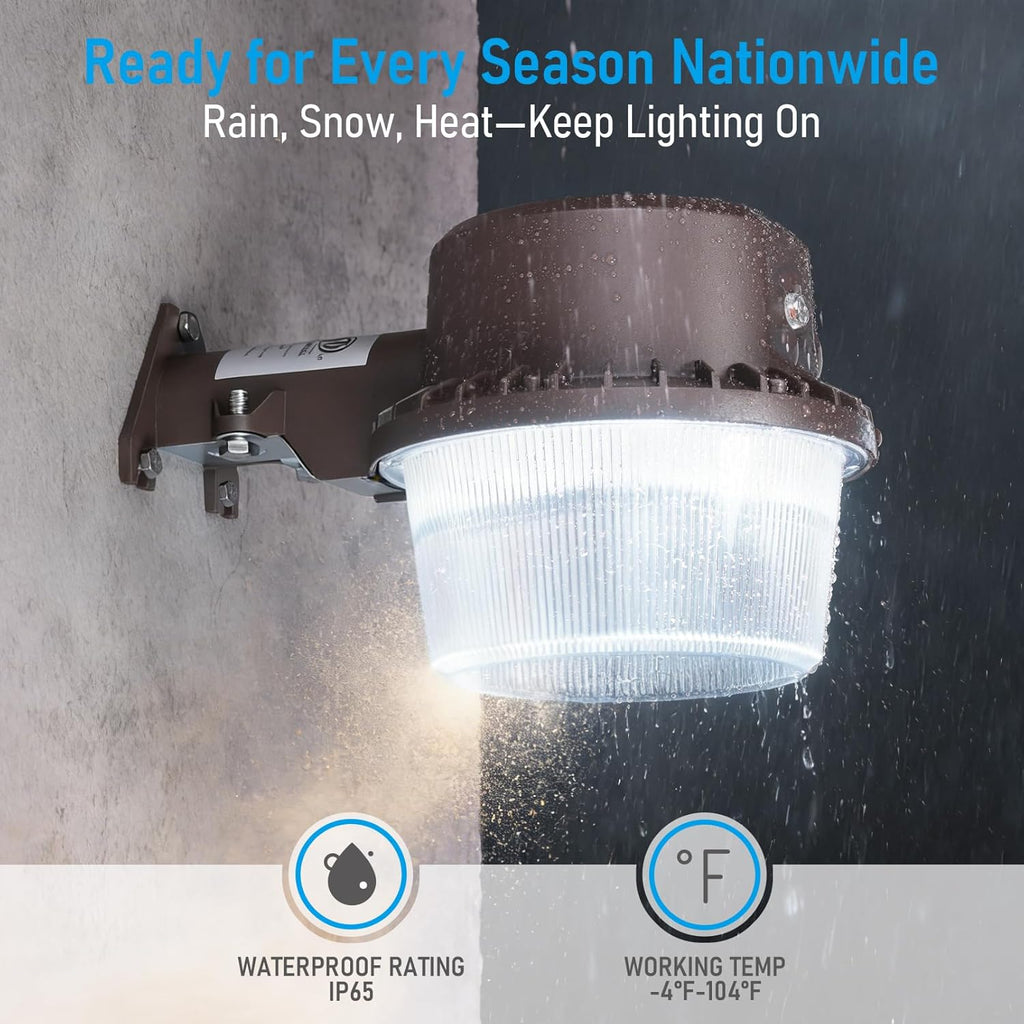 LED Barn Light Dusk to Dawn Area Lights Aluminum 5000K Bronze | Outdoor Security Flood Lighting with Photocell, ETL &