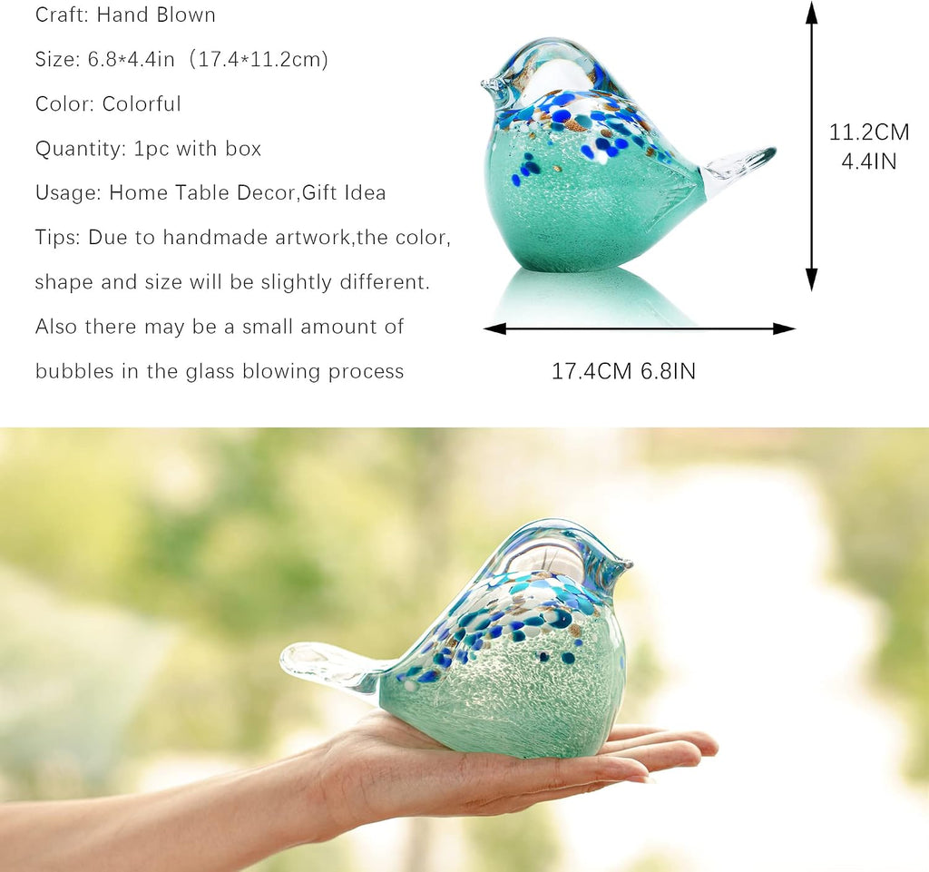Large Glass Bird Figurine Blown Glass Bird Paperweight Collectible