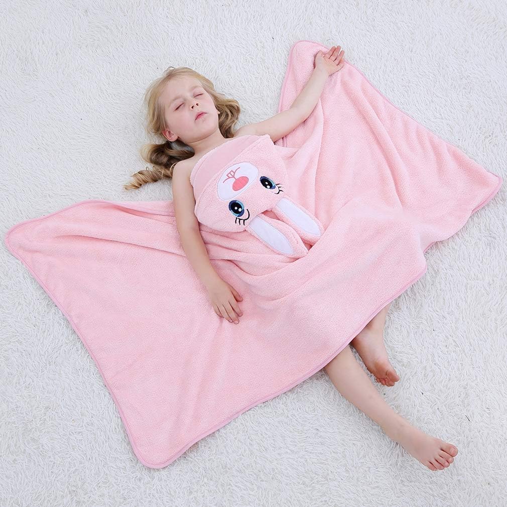 Cartoon Hooded Baby Towel Unisex, Premium Soft Swimming Bathrobe Large Washcloths 27.5" x 47" for 0 (Rabbit)
