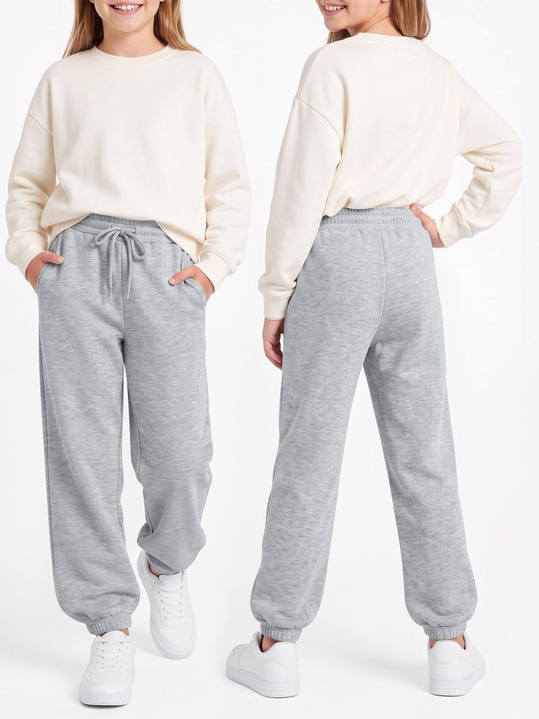 3 Pack Girls' Sweatpants Cotton Active Jogger Pants for Kids