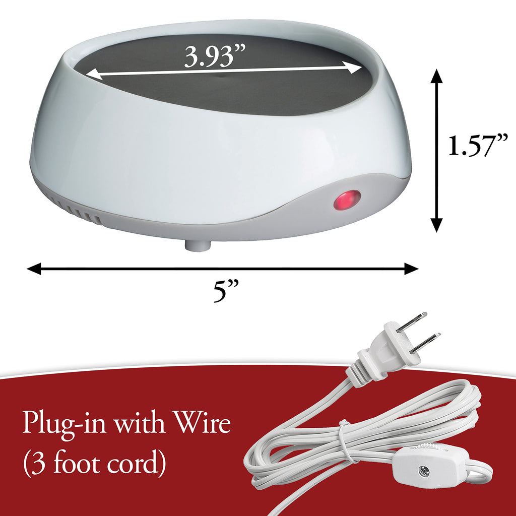 Auto Shutoff Candle Warmer Plate (White, Plug-in) - Modern Candle Wax Warmer with 8-Hour Timer