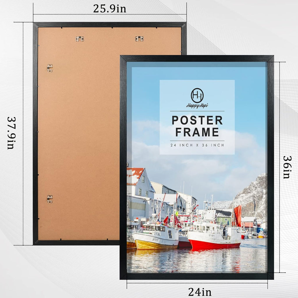 24x36 Poster Frame, Black Picture Frame for Wall Gallery, Vertically and Horizontally Display Posters, Paintings and