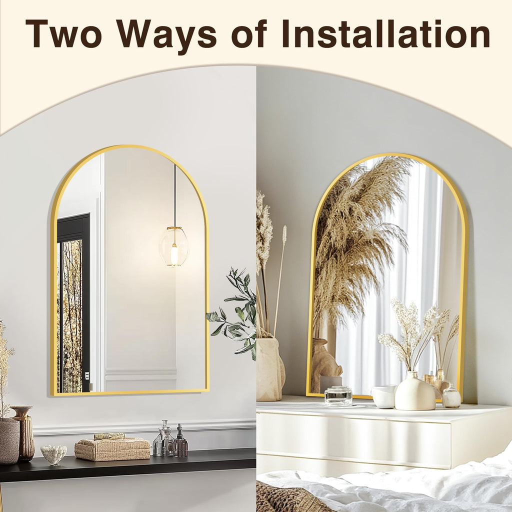 20" x 30" Arched Bathroom Vanity Mirror for Over Sink, Gold