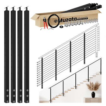 12-16ft Side Mount Modular Cable Railing Kit for Stairs 42 Inch RW31
