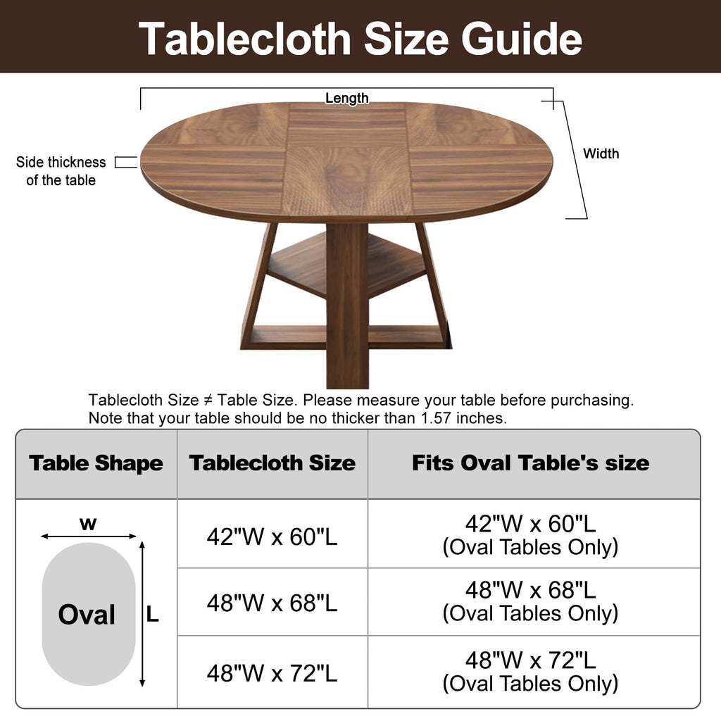 Oval Clear Fitted Vinyl Tablecloth - Fits 48 x 72 Inch Oval Tables Only - Heavy Duty Elasticized Table Cover Elastic