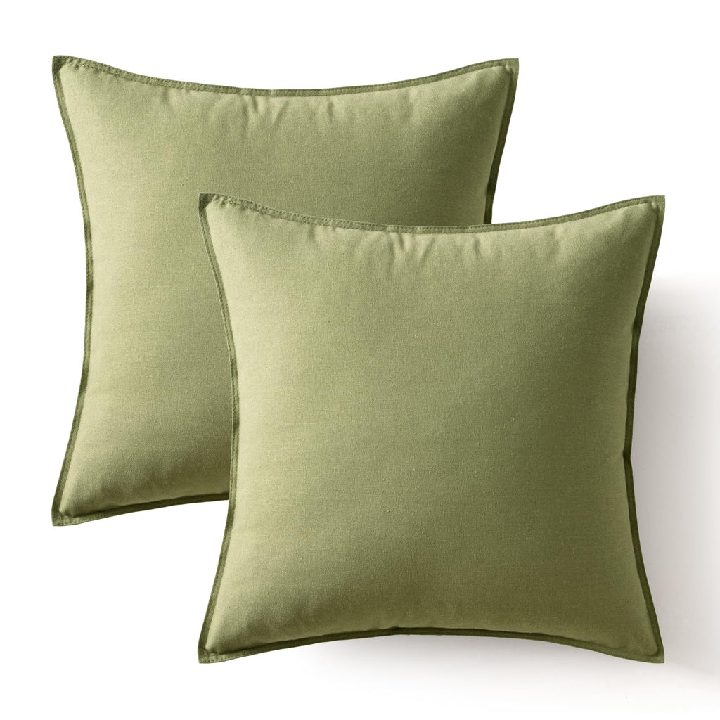 Pack of 2 Decorative Linen Pillow Covers 20x20 Inch Sage Green