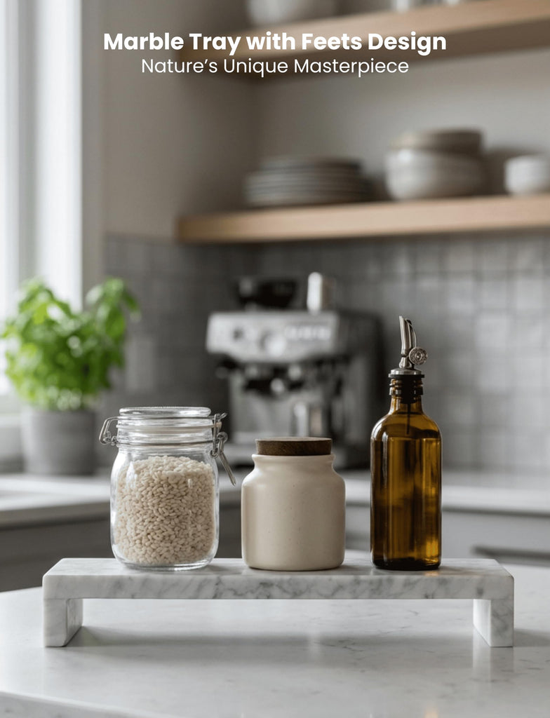 Marble Riser Counter, Marble Serving Tray with Legs