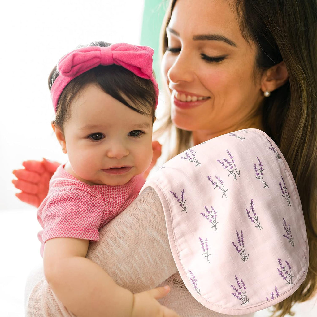 Baby Swaddle Blankets 2 Pack and Burp Cloths 2 Pack Set, Muslin Swaddling Wrap Receiving Blanket for Newborn, Organic