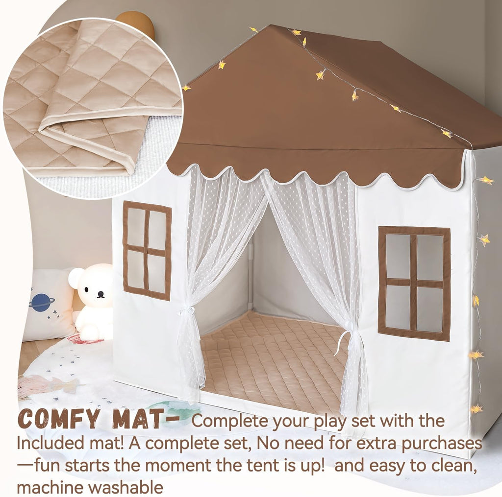 Kids Play Tent with Mat, Large Playhouse Play Tent Indoor for Girls Boys
