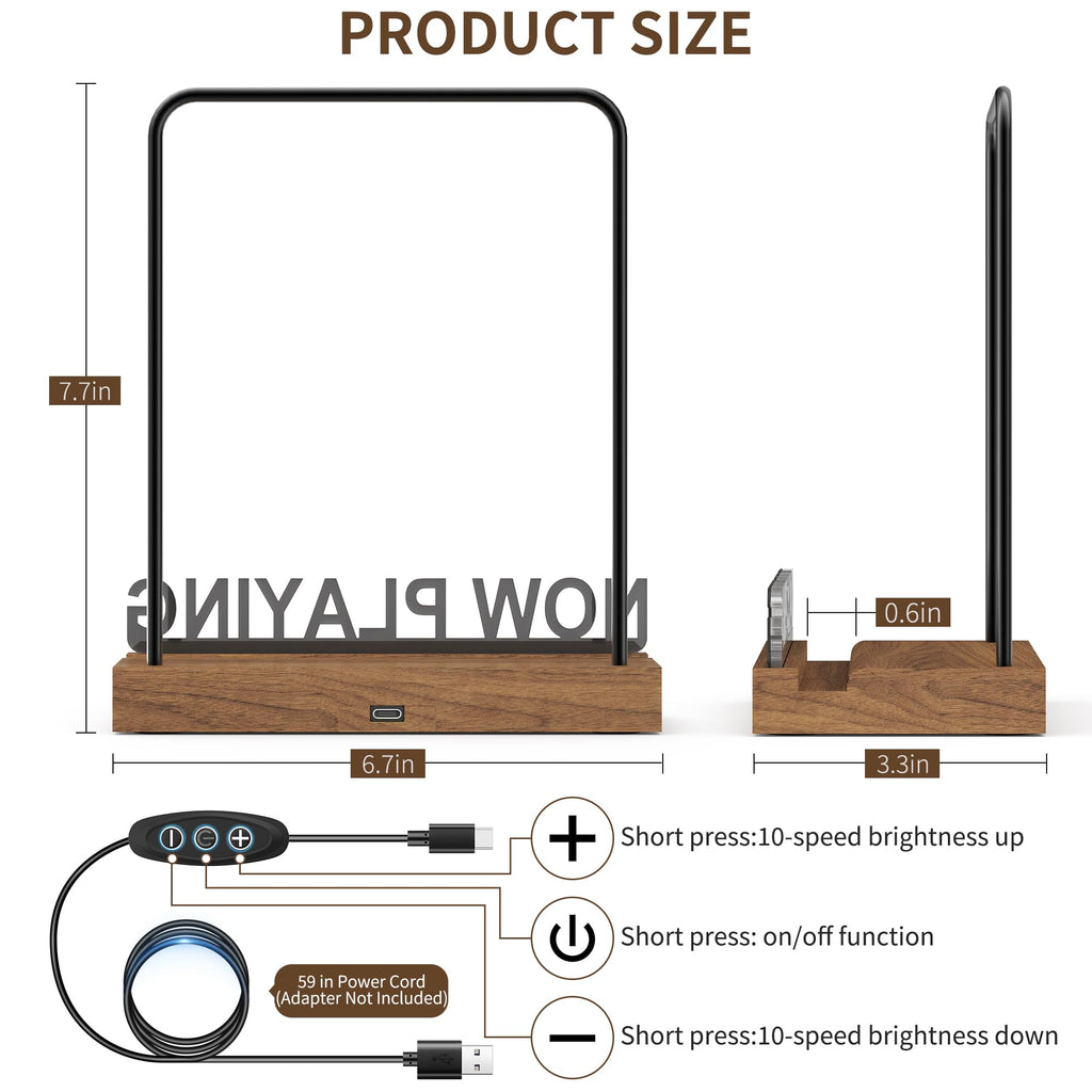 Now Playing Vinyl Record Stand, Light Up Vinyl Record Display Stand, Holder for Album Display Storage, Warm White
