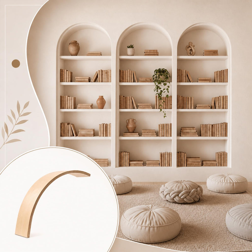 2 Pcs 12 x 12 x 3.5 Inches Wooden Doorway Arch Corner Kit with Screws Wood Rounded Arch Trim for Drywall Wall