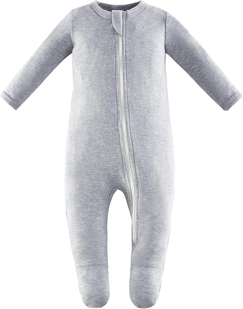 Organic Cotton Baby Pajamas, Boys Girls Pack Zip Front Sleep 'N Play, Footed Sleeper, Long Sleeve