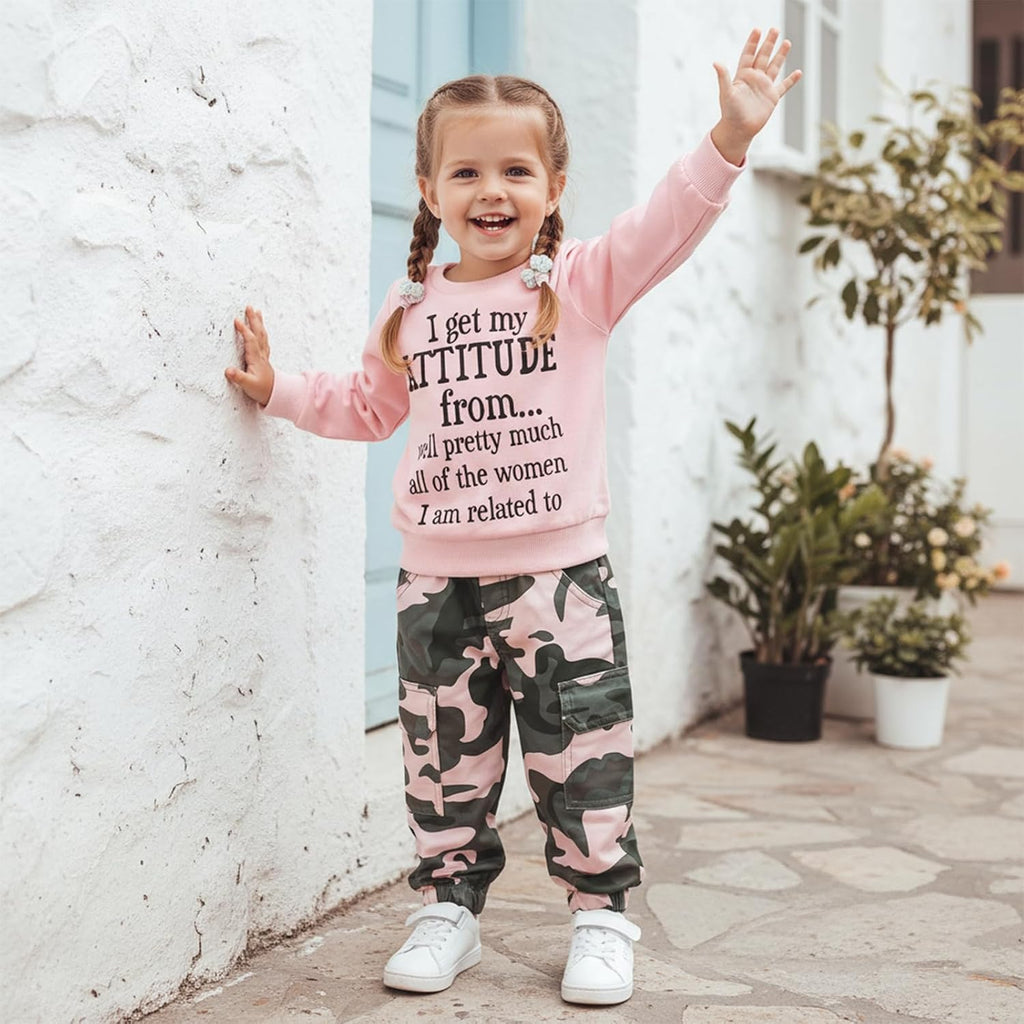 Toddler Girls Clothes 1T Fall Outfits Sweatshirt Camo Pants Set