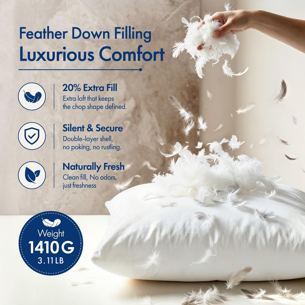 24x24 Euro Pillow Inserts, Premium Feather and Down Pillows 4 Pack