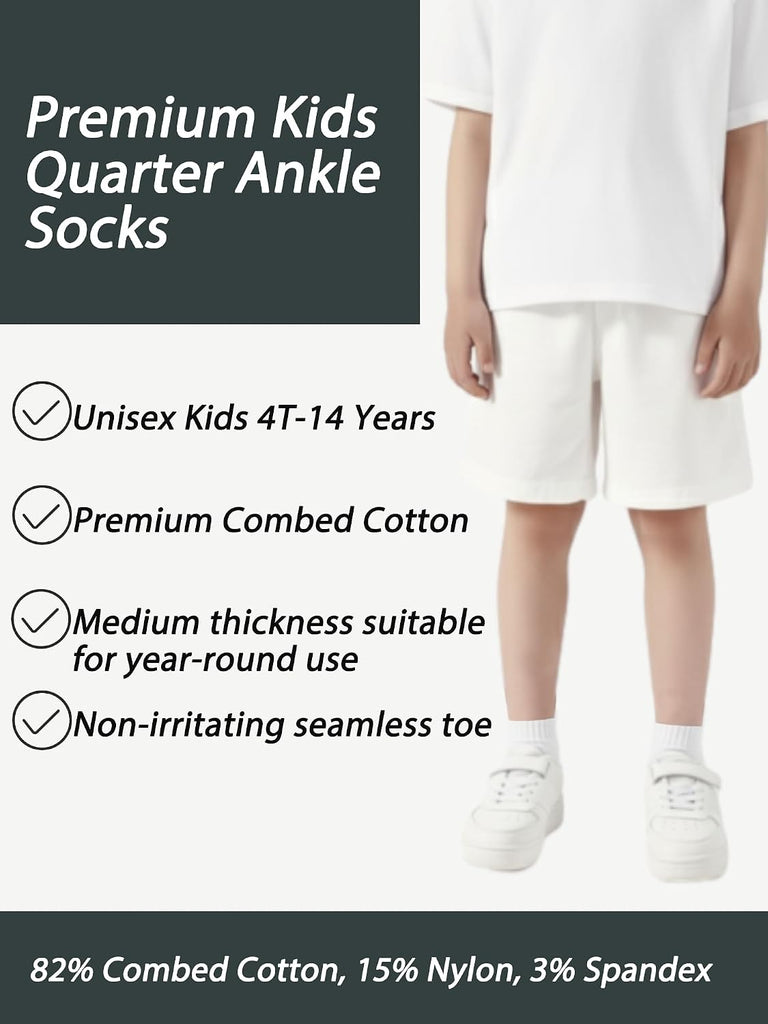Kids Quarter Ankle Socks for Boys Girls 10 Pack Seamless Athletic Socks