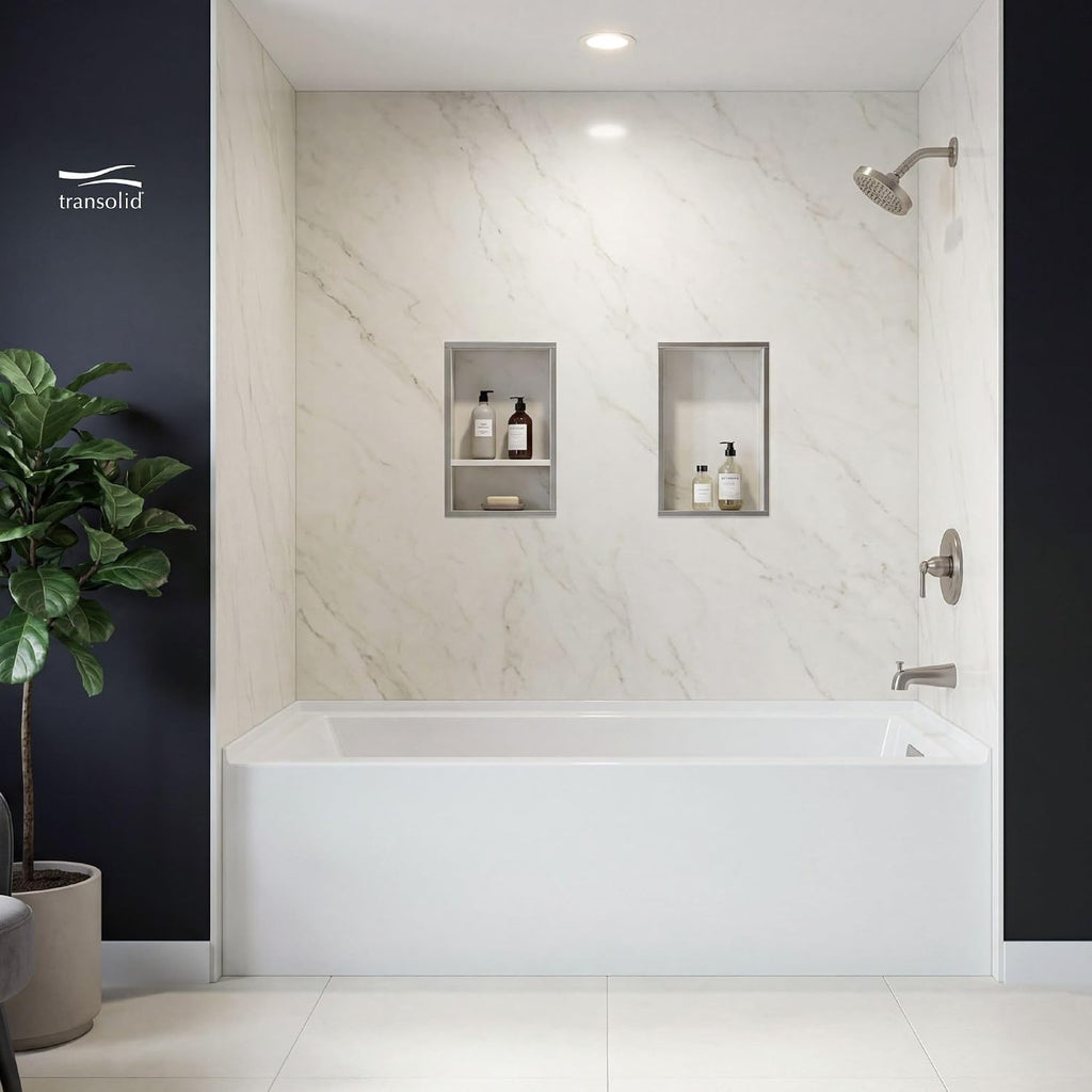 UATLN603220-R-BN Unity 60-in x 32-in x 20-in Alcove Acrylic Bathtub Kit With Right Hand Drain, White/Brushed Nickel