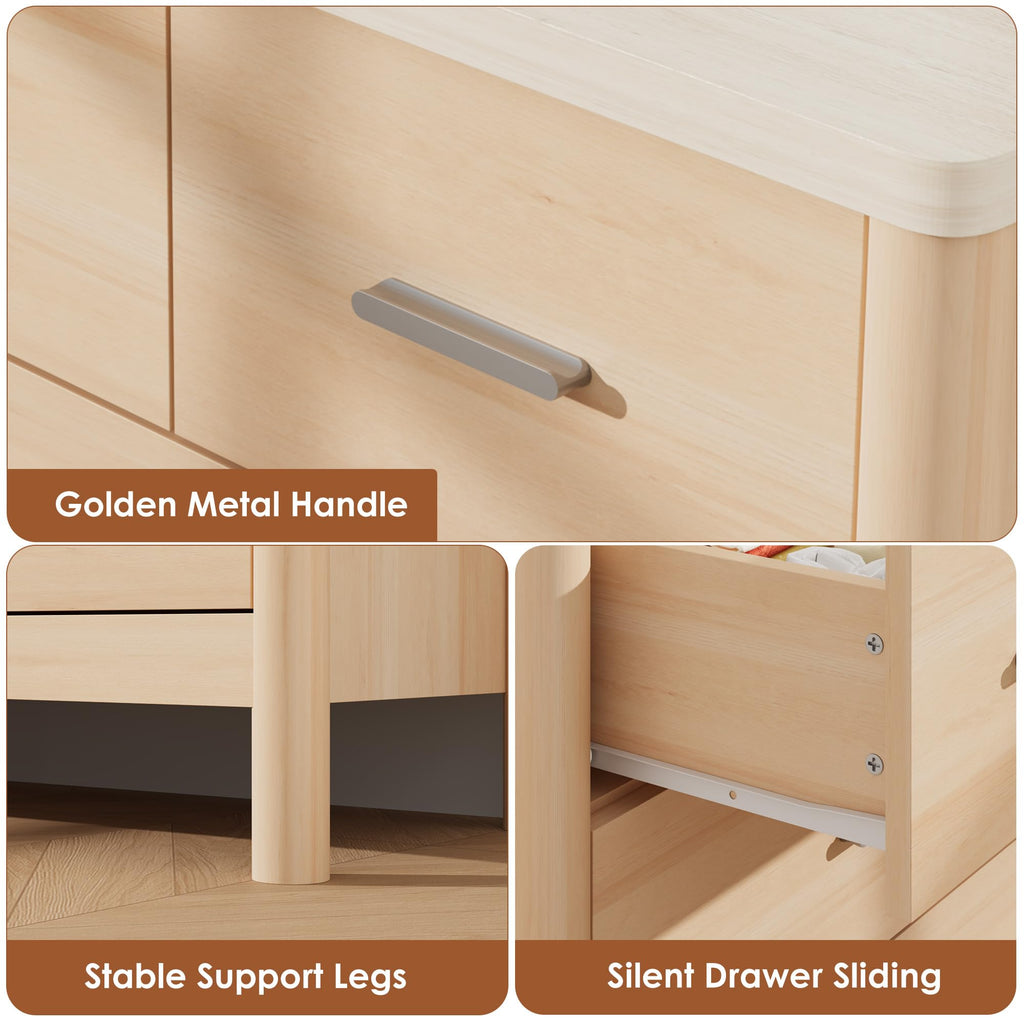 7 Drawer Dresser, Wooden Storage Chest of Drawers, Beige & Oak