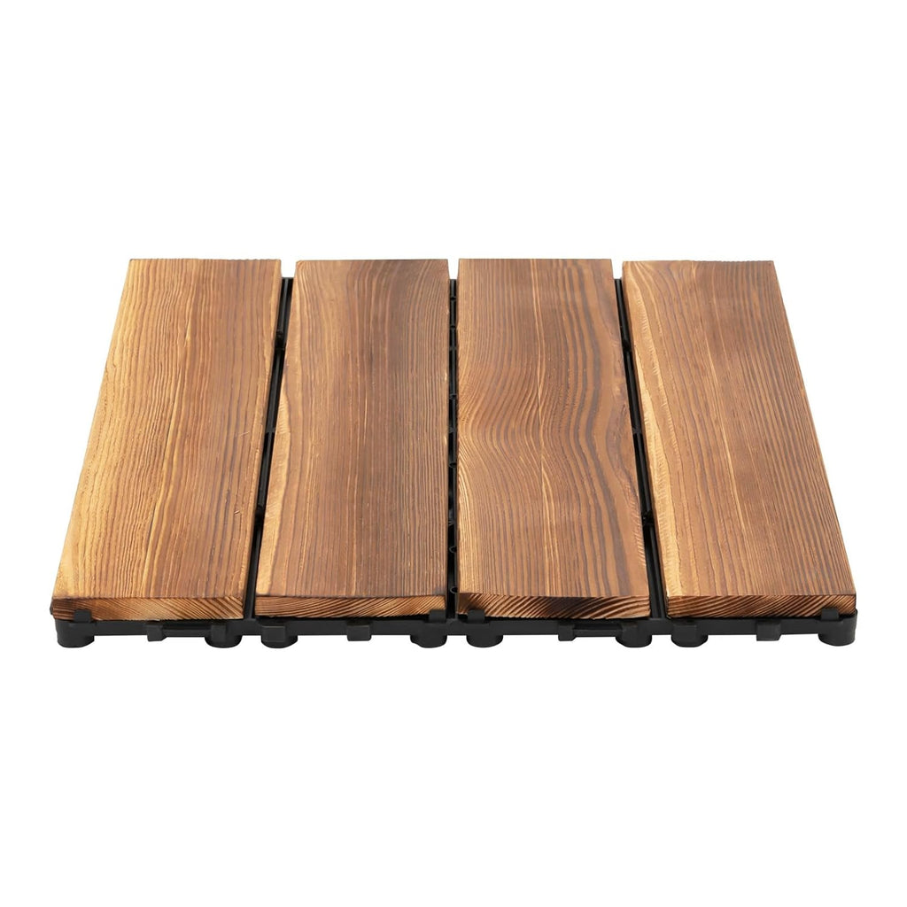 36 Pieces Wooden Outdoor Tiles, 12" x 12" Interlocking Deck Tiles Interlocking Outdoor All Weather for Patio Deck