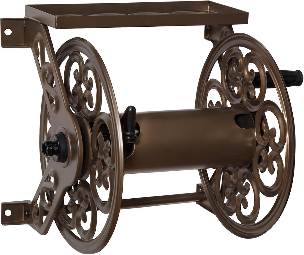 Garden 708 Steel Decorative Wall Mount Garden Hose Reel, Holds 125-Feet of 5/8-Inch Hose - Bronze