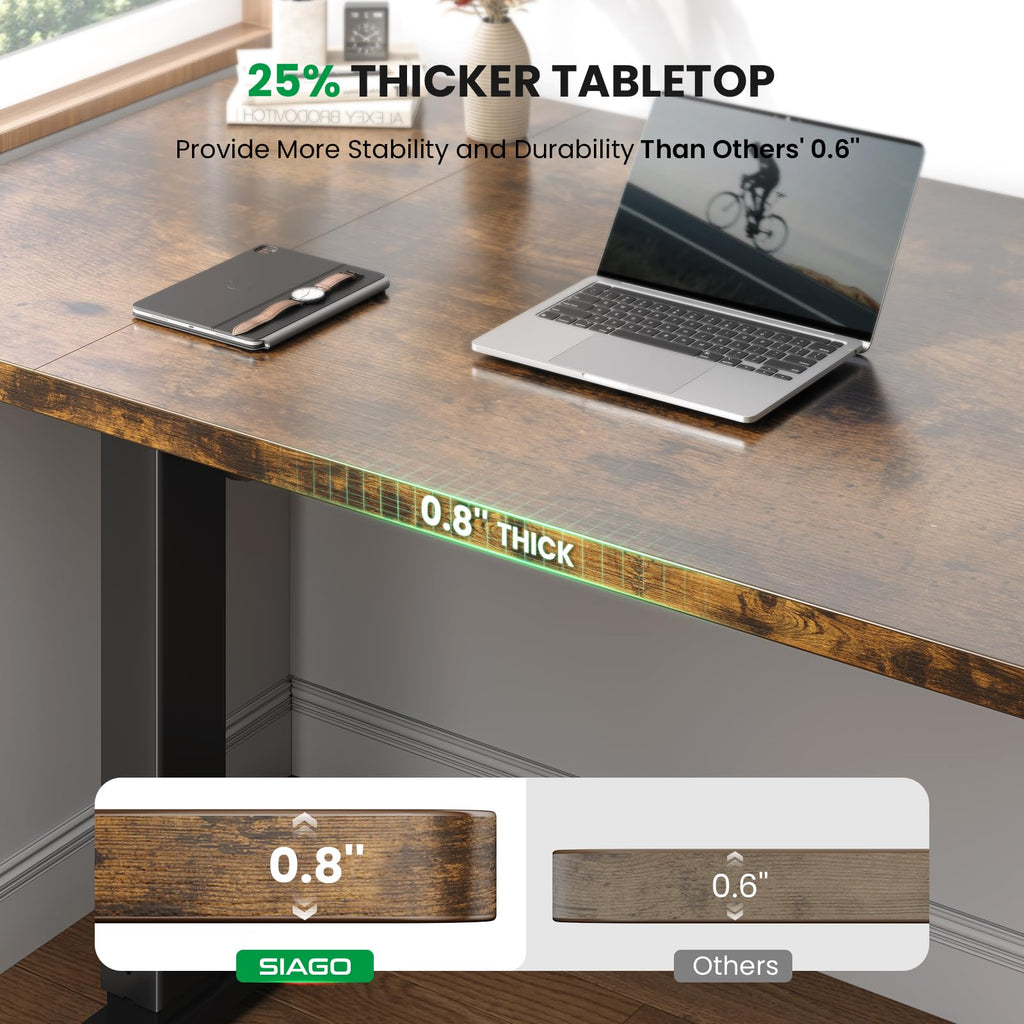 Electric Standing Desk Adjustable - 63 x 24 Inch Sit Stand up Desk with Cable Management - 3 Memory Preset Adjustable