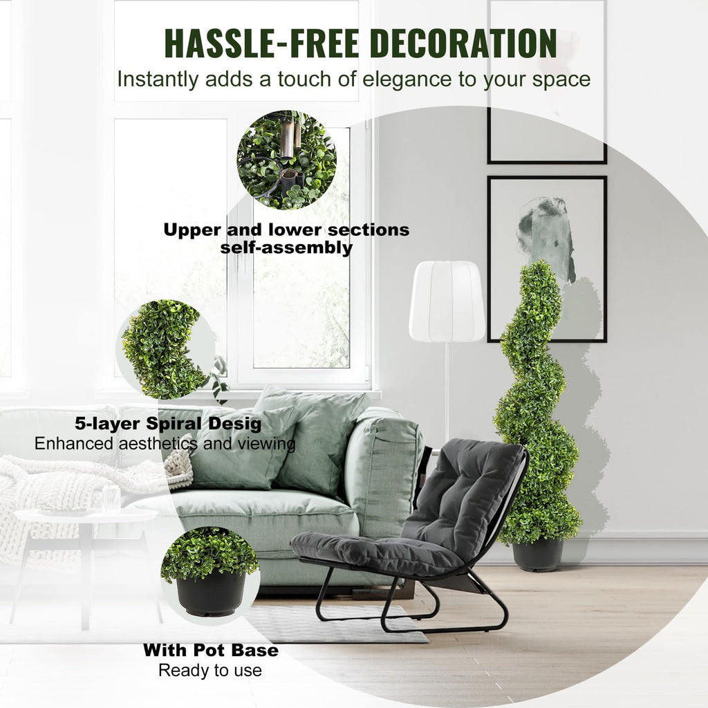 Artificial Boxwood Spiral Topiary Trees, 3ft Tall (2 PCS) Faux Plant