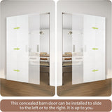 42"x84" Concealed Sliding Barn Door with Horizontal Groove and Soft Close Hardware Kit, White Flush 