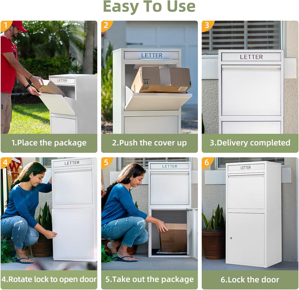 Package Delivery Boxes ，Extra Large Package Drop Boxes，Anti-Theft Lockable Parcel Delivery Box Porch with Secure