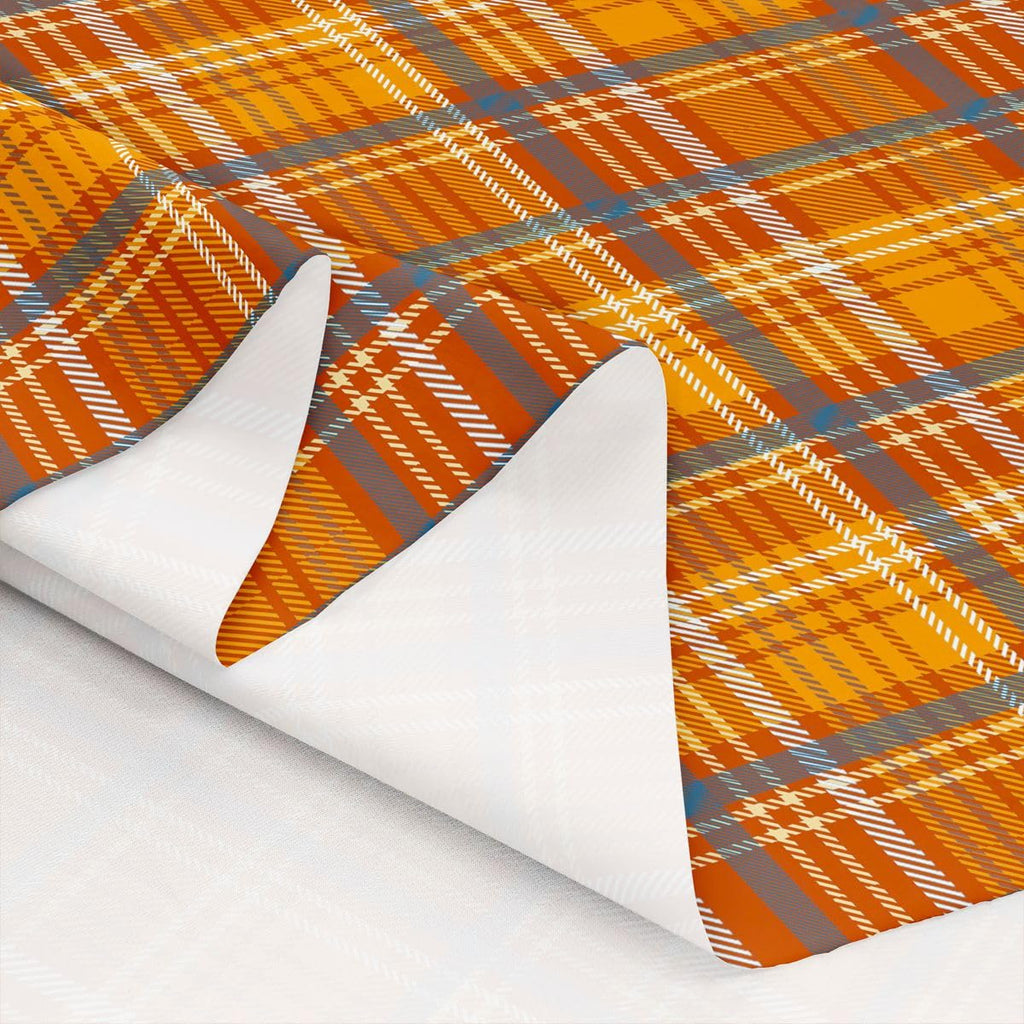 Plaid Fabric by The Yard, Yellow and Orange Material, Geometric Grid