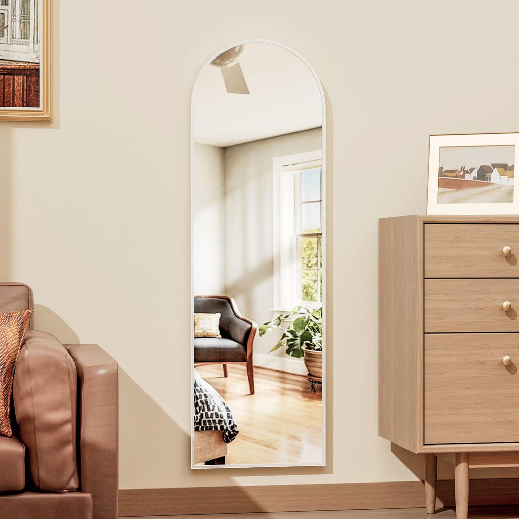 Arched Full Length Door Mirror 14"x48" Full Body Mirror White