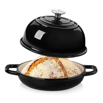 5 QT Enameled Cast Iron Dutch Oven for Bread Baking with Dome Lid