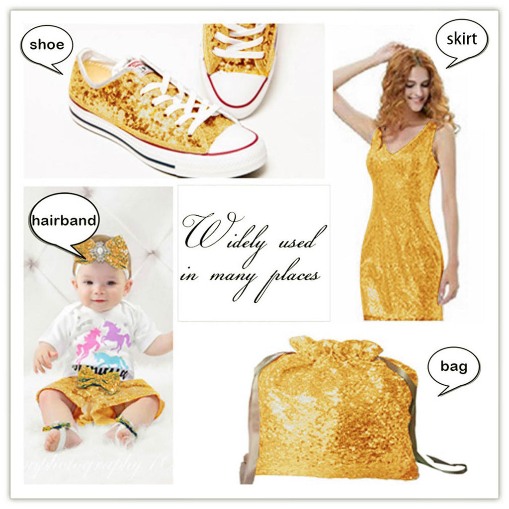 Sequin Gold Fabric 6 Feet Sparkly Fabrics by The 2 Yards Shiny Golden Material for Sewing Table Cloth, Backdrop, Party