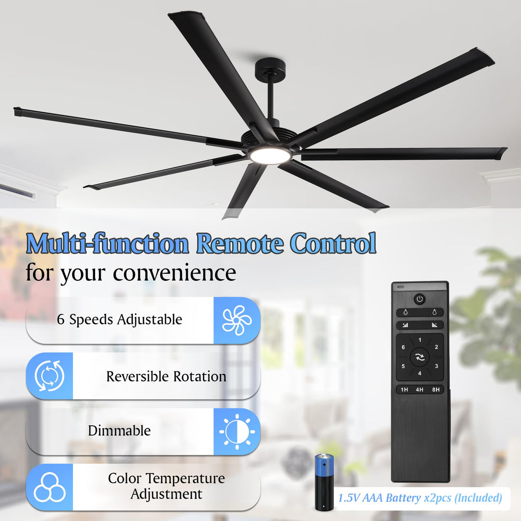 100 Inch Ceiling Fans with Lights and Remote, Large Industrial Ceiling Fan