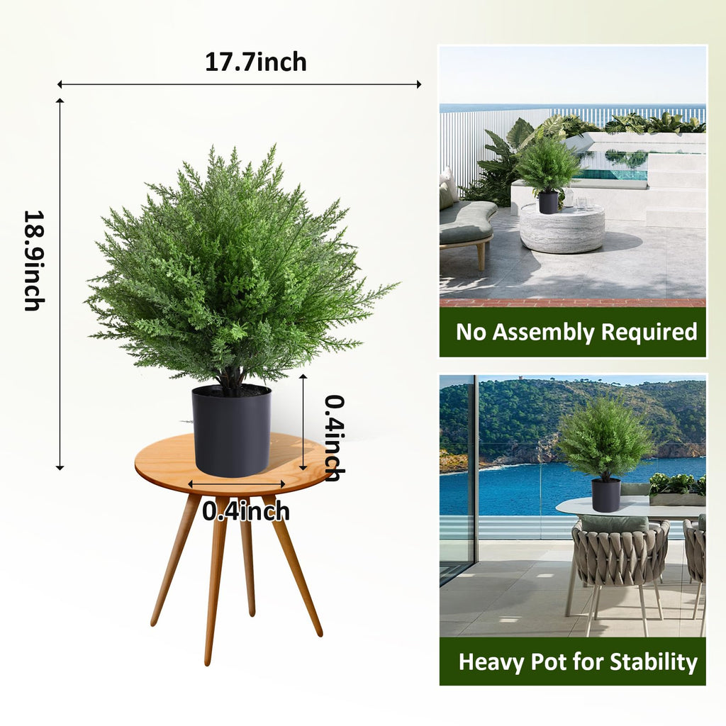 2-Pack Artificial Topiary Ball Tree with Pot, Fake Bushes for Outdoors